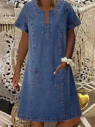 Alina™ - Summer V-Neck Denim Dress