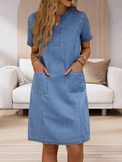 Alina™ - Summer V-Neck Denim Dress