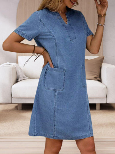 Alina™ - Summer V-Neck Denim Dress