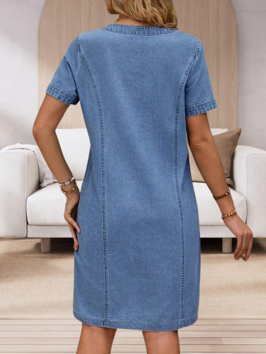 Alina™ - Summer V-Neck Denim Dress