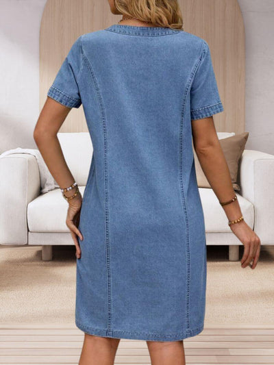 Alina™ - Summer V-Neck Denim Dress