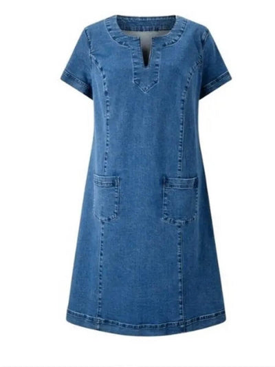 Alina™ - Summer V-Neck Denim Dress