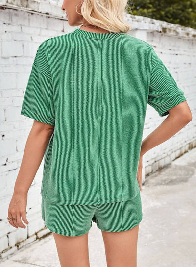 Alisha™ – Comfortable Ribbed Top and Shorts Set