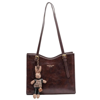 Avery™ – Bunny Charm Vintage Leather Shoulder Bag