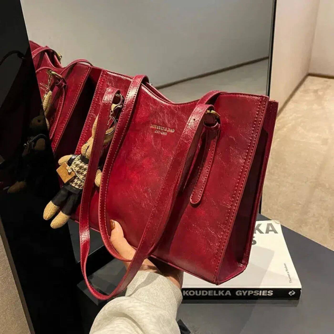 Avery™ – Bunny Charm Vintage Leather Shoulder Bag
