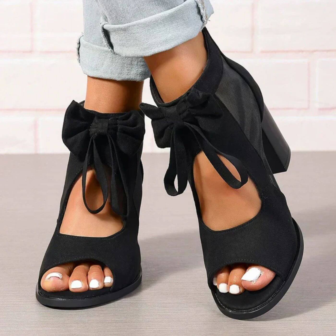 Blaire™ - Bow Charm Chunky Heels Orthopedic Sandals