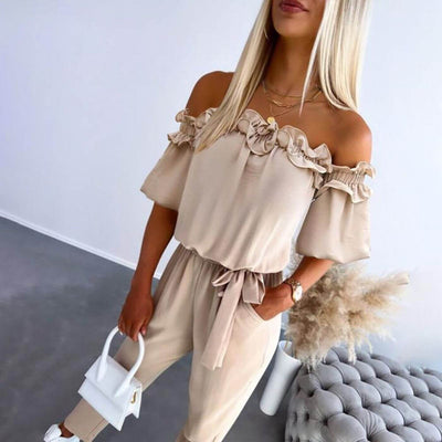 Claire™ - Stylish Off Shoulder Tie Waist Jumpsuit