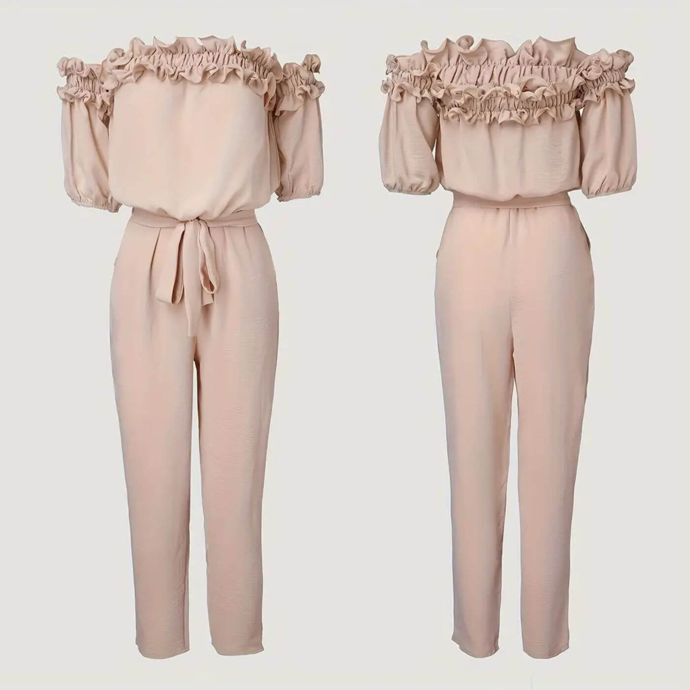 Claire™ - Stylish Off Shoulder Tie Waist Jumpsuit