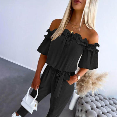 Claire™ - Stylish Off Shoulder Tie Waist Jumpsuit