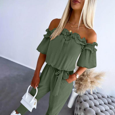 Claire™ - Stylish Off Shoulder Tie Waist Jumpsuit
