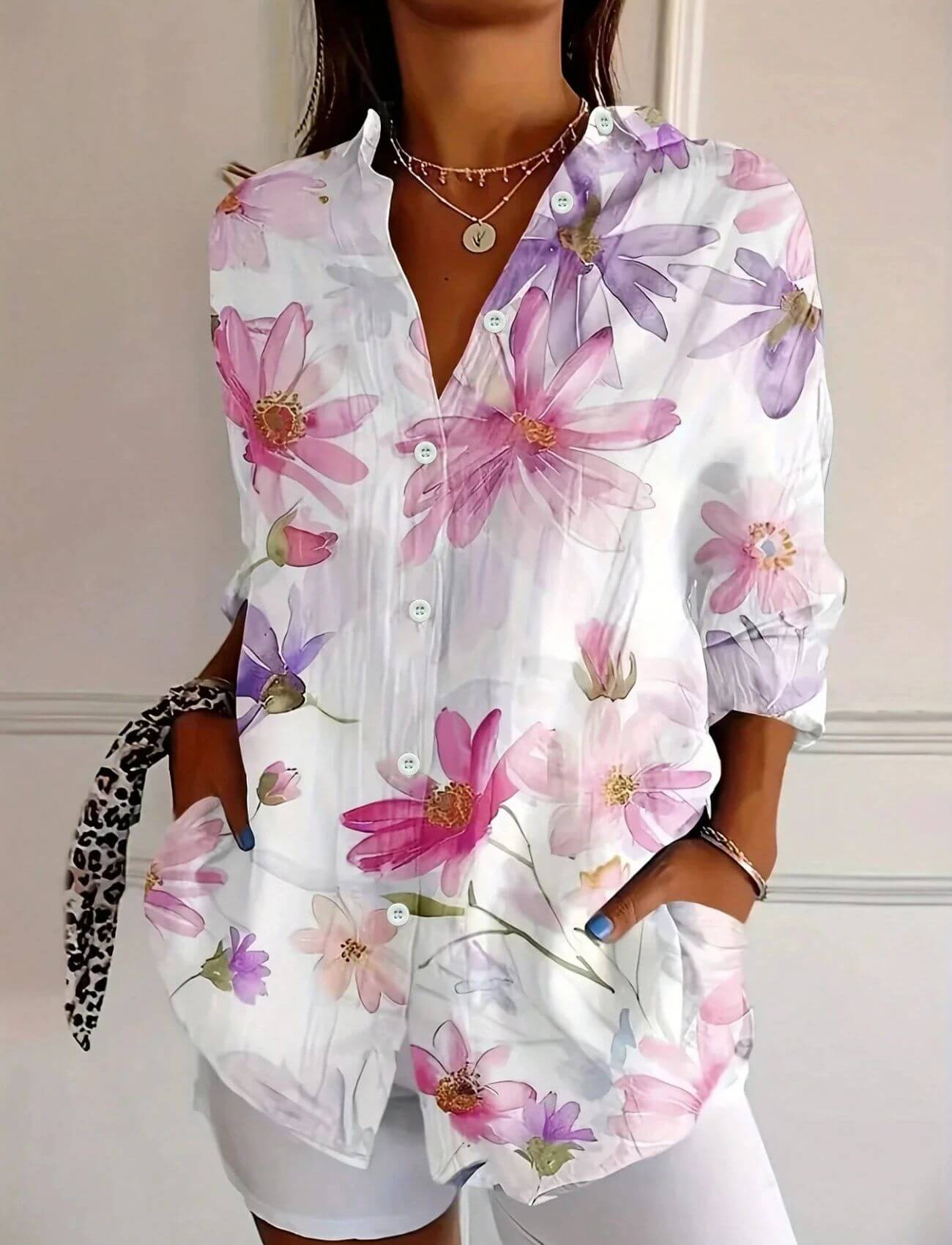 Crystal™ – Multicolor Comfortable Floral Blouse