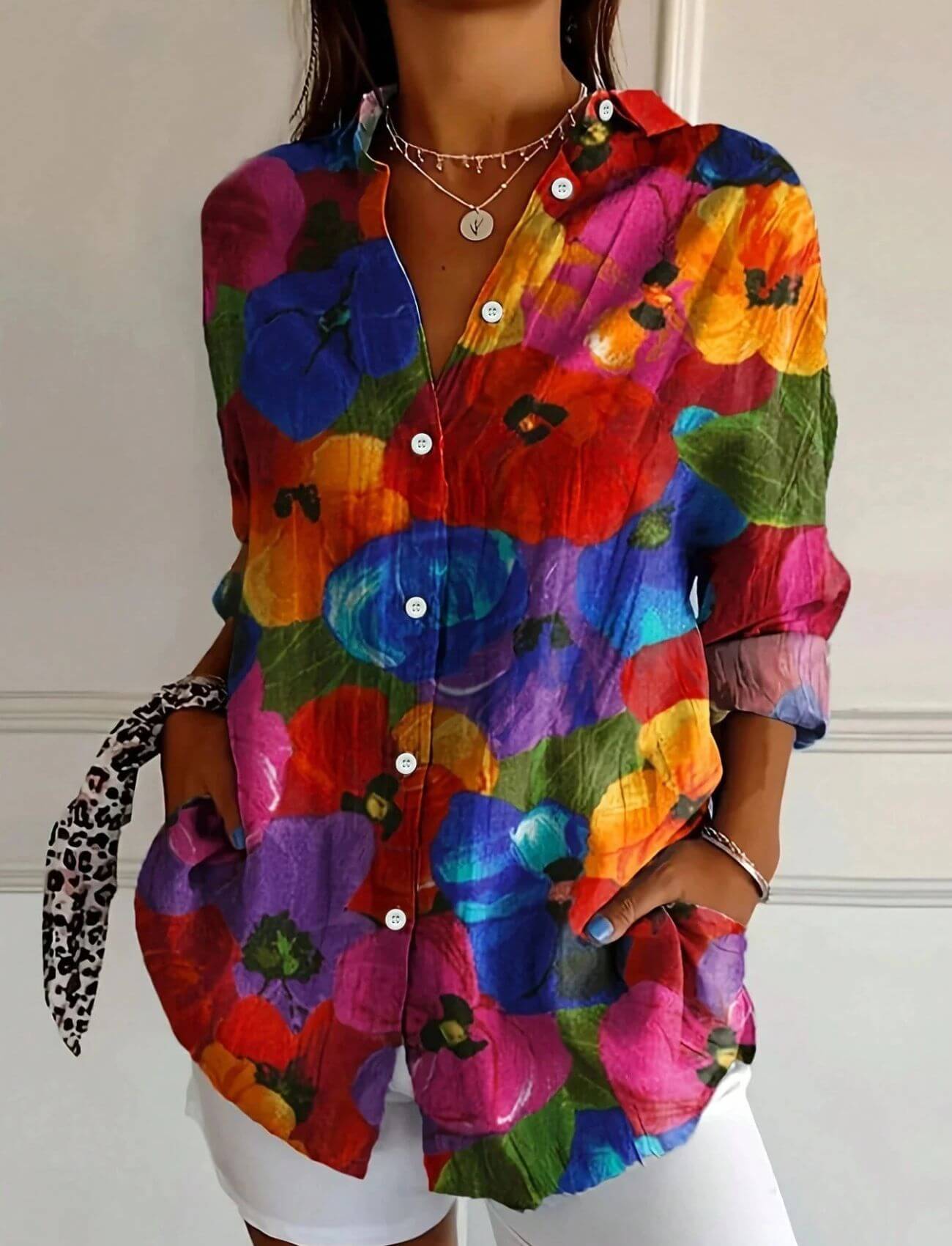 Crystal™ – Multicolor Comfortable Floral Blouse