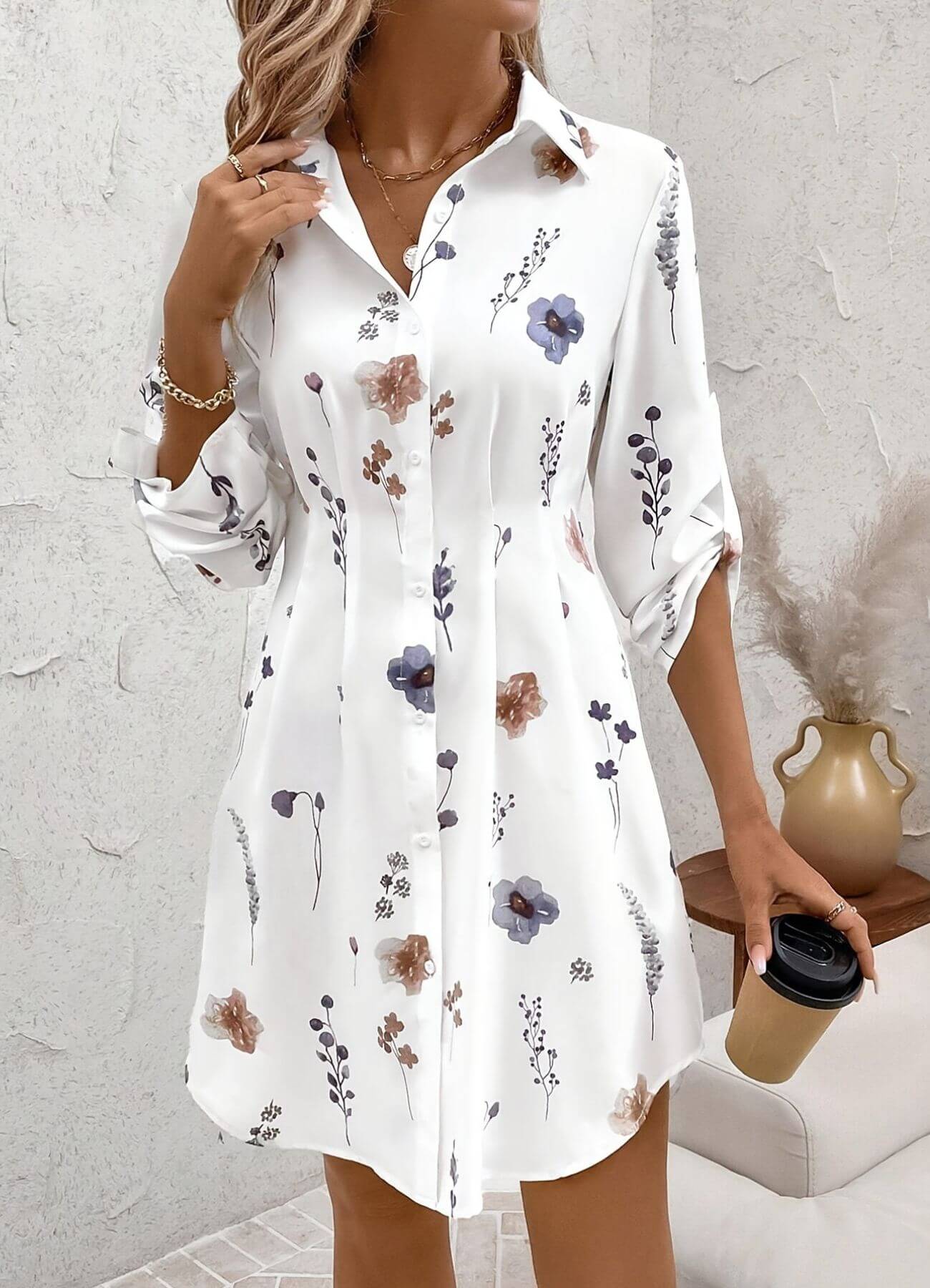 Emilee™ – Elegant Button Down Floral Dress
