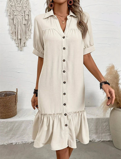 Jessica™ – Comfortable Button Down Ruffle Hem Dress
