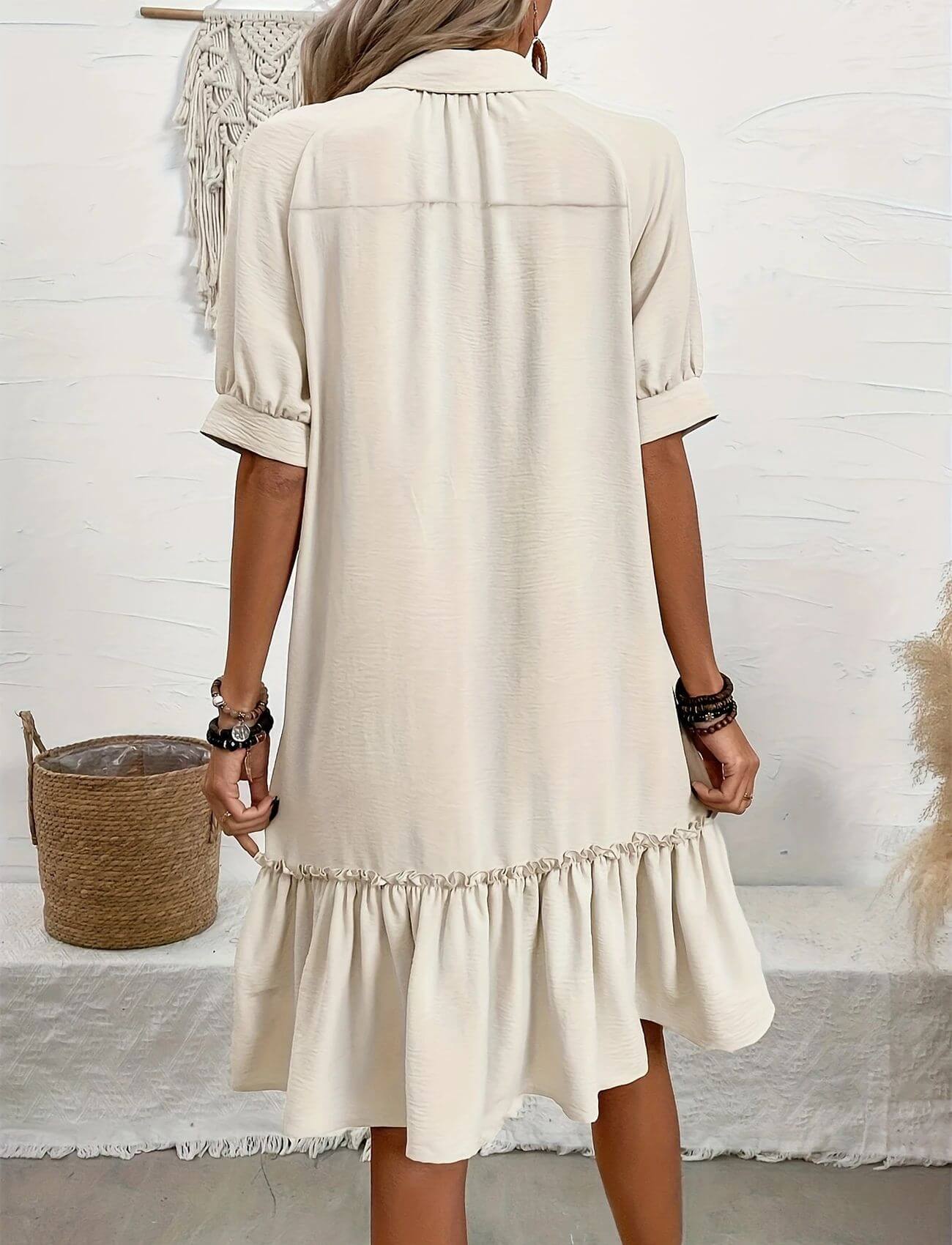 Jessica™ – Comfortable Button Down Ruffle Hem Dress