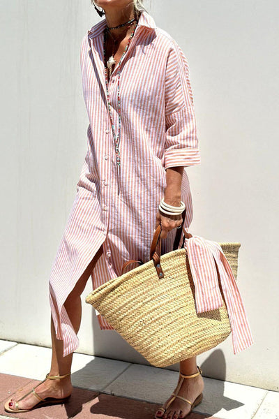 Lydia™ – Elegant Stripes Shirt Dress