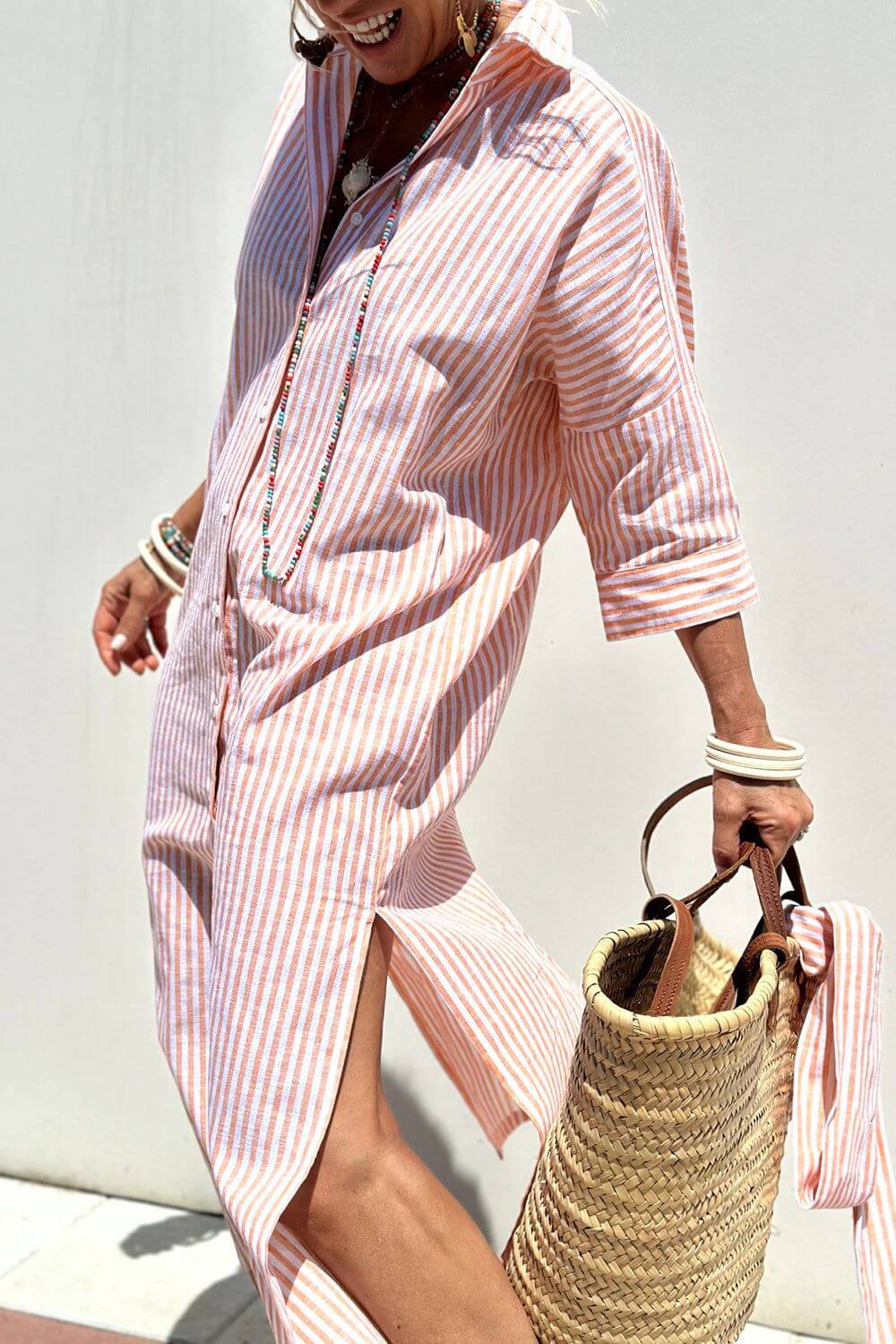 Lydia™ – Elegant Stripes Shirt Dress