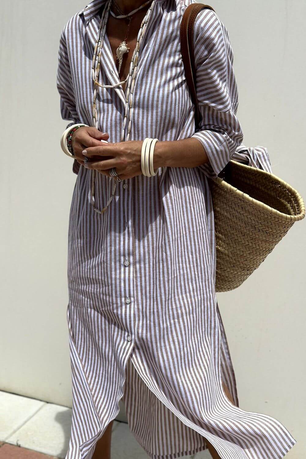 Lydia™ – Elegant Stripes Shirt Dress