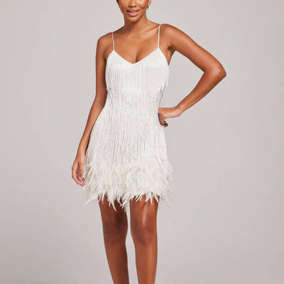 Miranda™ – Stylish Feather Mini Dress