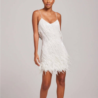 Miranda™ – Stylish Feather Mini Dress