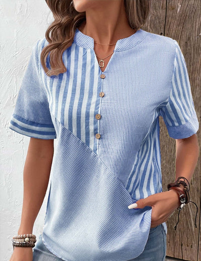 Patrice™ - Casual Striped Button-Down Blouse