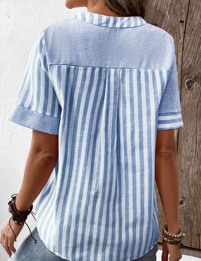 Patrice™ - Casual Striped Button-Down Blouse