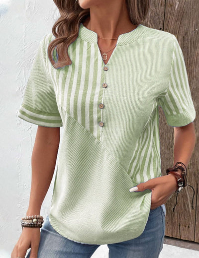 Patrice™ - Casual Striped Button-Down Blouse