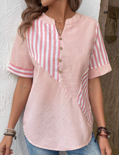 Patrice™ - Casual Striped Button-Down Blouse