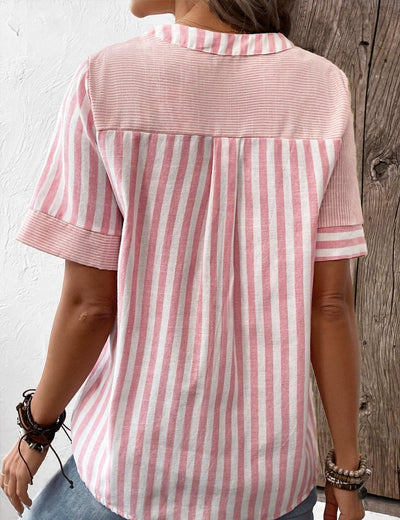 Patrice™ - Casual Striped Button-Down Blouse
