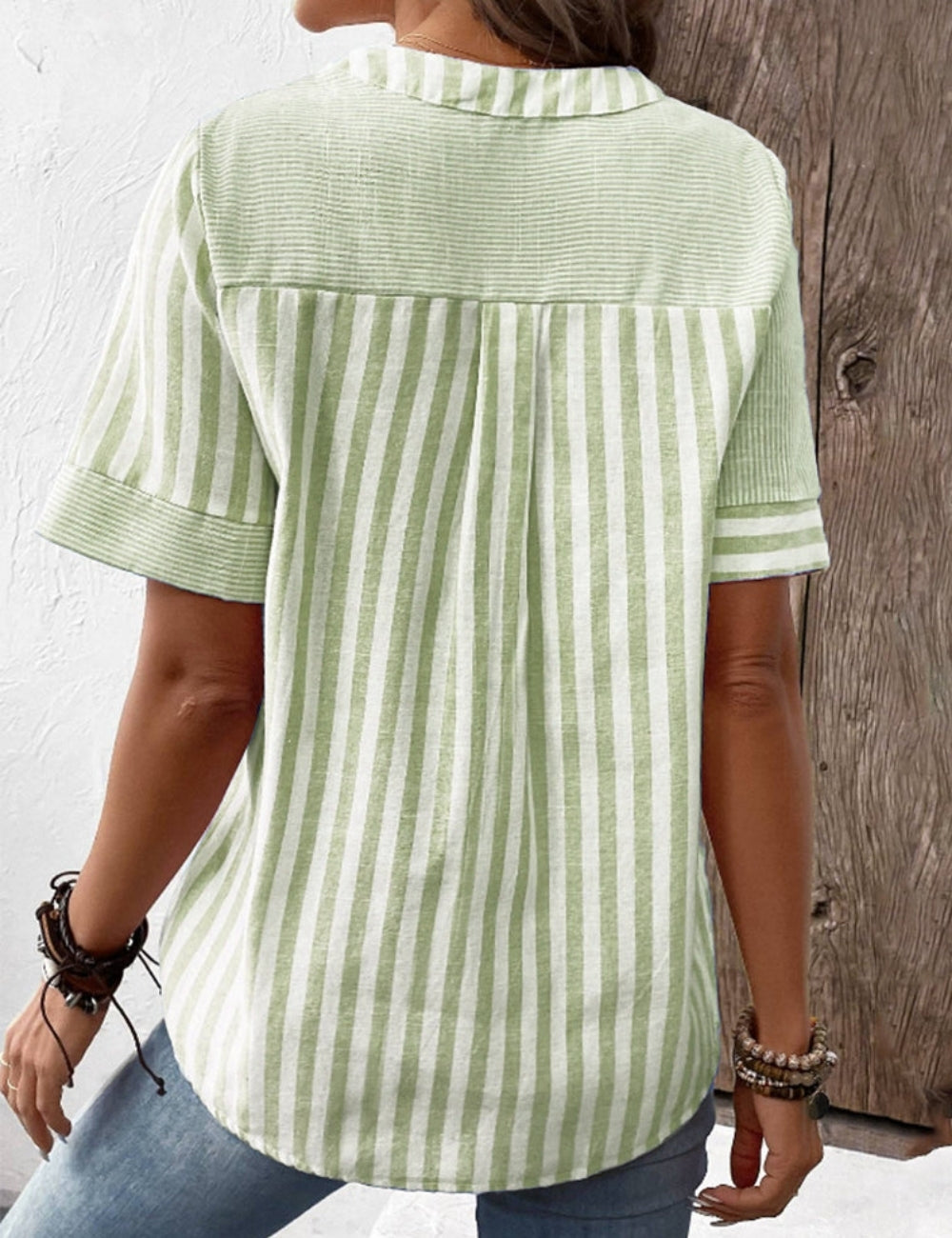 Patrice™ - Casual Striped Button-Down Blouse