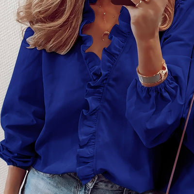 Rachel™ – Elegant Ruffled V-Neck Blouse