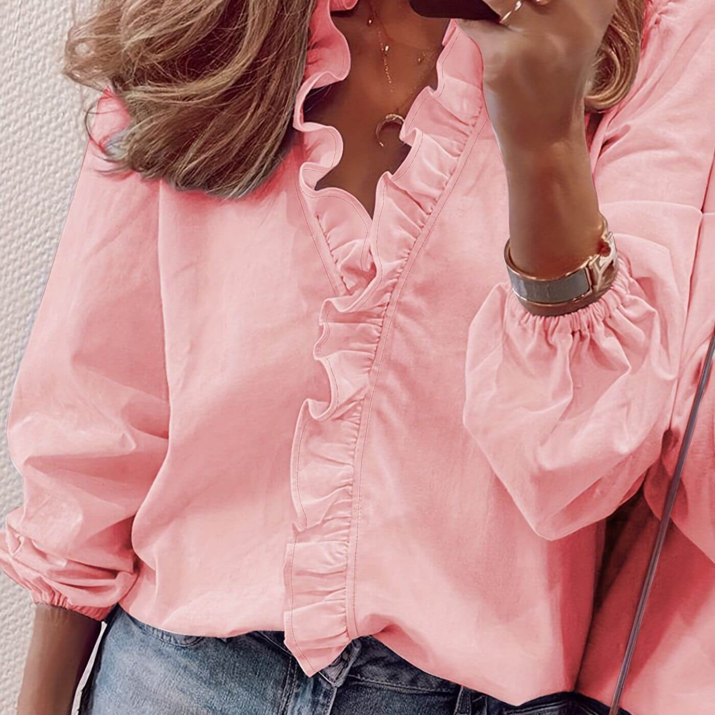 Rachel™ – Elegant Ruffled V-Neck Blouse