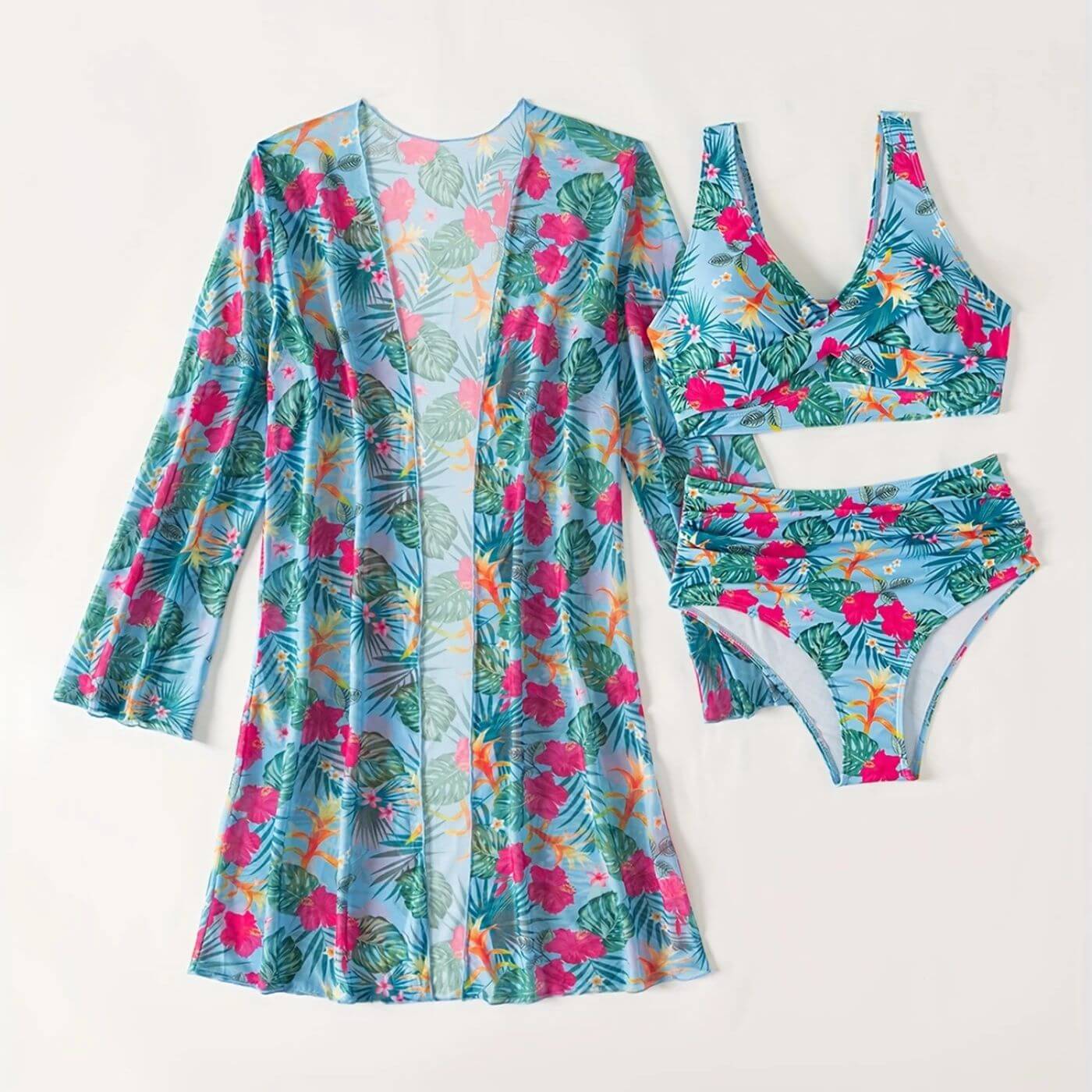 Tiffany™ – High Waist Tropical 3 Piece Bikini Set