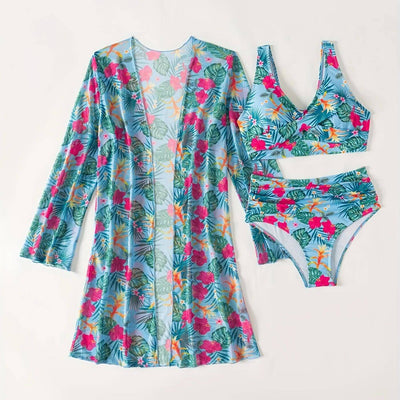 Tiffany™ – High Waist Tropical 3 Piece Bikini Set
