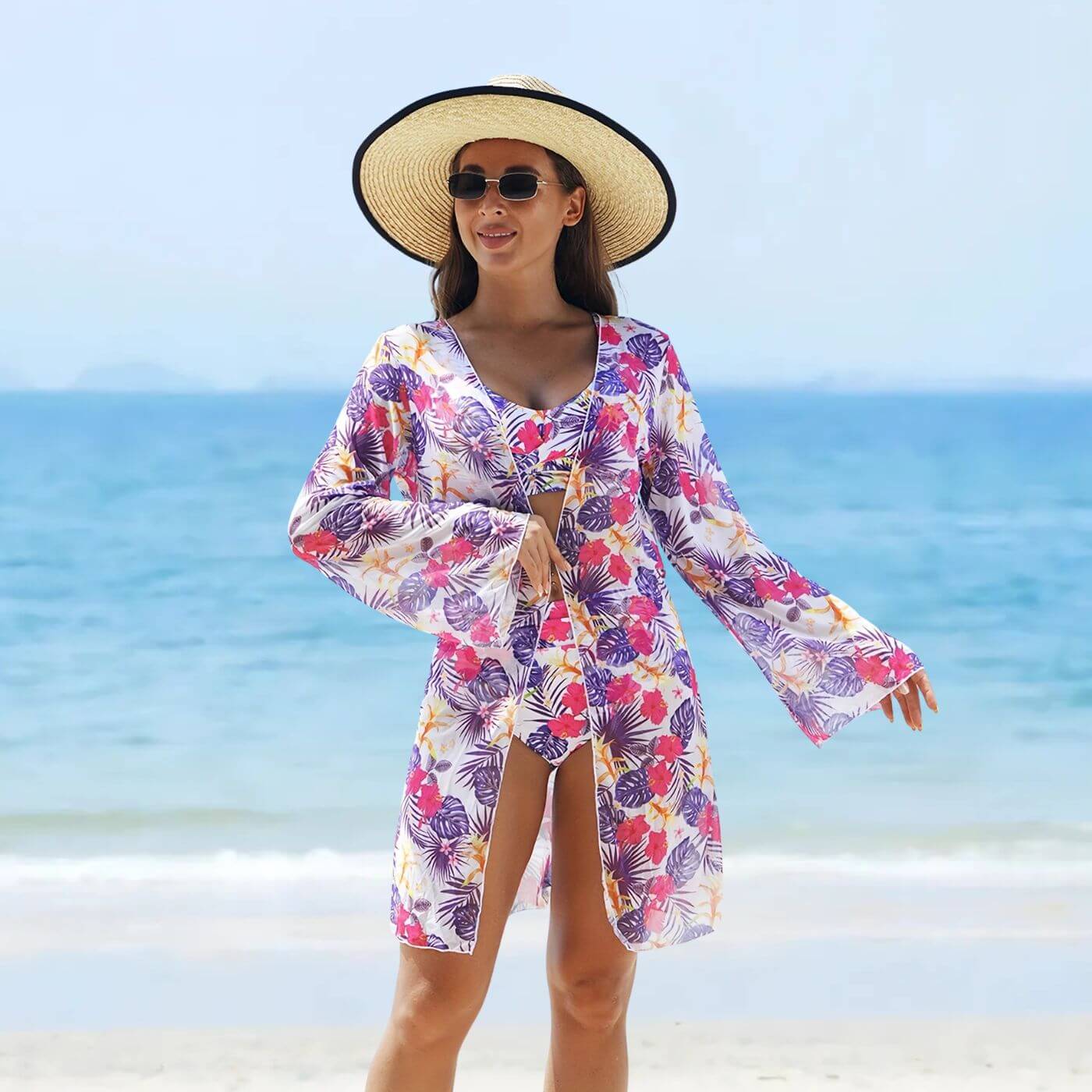 Tiffany™ – High Waist Tropical 3 Piece Bikini Set