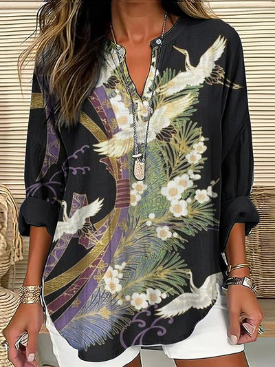 Ellie™ - Elegant Flight Print Blouse